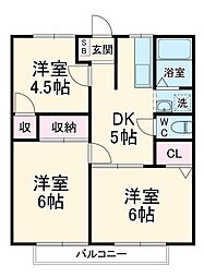 京成本線 ユーカリが丘駅 徒歩8分の賃貸アパート 2階3DKの間取り