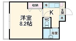 アリーナ橋本 4階1Kの間取り