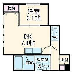 名古屋市営東山線 中村公園駅 徒歩5分の賃貸マンション 4階1DKの間取り