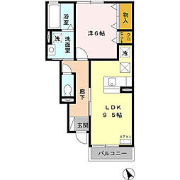 京王相模原線 多摩境駅 徒歩18分の賃貸アパート 1階1LDKの間取り