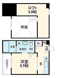 名古屋臨海高速あおなみ線 小本駅 徒歩3分の賃貸アパート 2階ワンルームの間取り