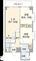 東京メトロ千代田線 綾瀬駅 徒歩4分の賃貸マンション 6階2LDKの間取り