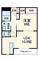 JR横浜線 橋本駅 徒歩14分の賃貸マンション 3階1LDKの間取り