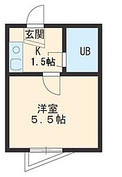 ベルトピア名古屋17 1階ワンルームの間取り