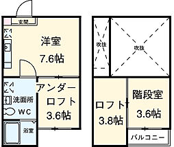 バンベール本地通 1階1DKの間取り
