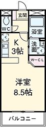 パークフロントナカムラ ワンルームの間取図画像