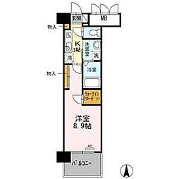 名古屋市営東山線 名古屋駅 徒歩10分の賃貸マンション 9階1Kの間取り
