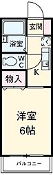 村瀬コーポ 1階1Kの間取り