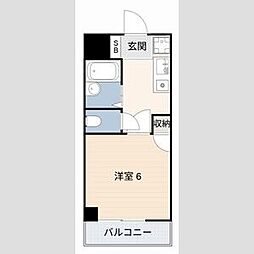 ドルフ亀島I 302 3階1Kの間取り