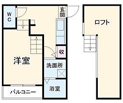 名鉄名古屋本線 栄生駅 徒歩3分の賃貸アパート 1階1Kの間取り