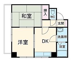 名古屋市営名港線 六番町駅 徒歩3分の賃貸マンション 9階2DKの間取り