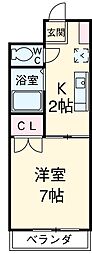 名古屋市営東山線 中村公園駅 徒歩14分の賃貸マンション 4階1Kの間取り