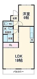 メゾン浪打 2階1LDKの間取り