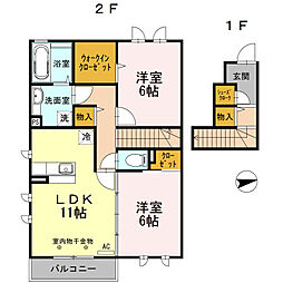 Ｅｘｃｅｌｌｅｎｔ 2階2LDKの間取り