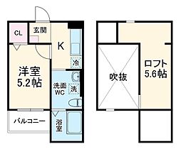 名古屋市営桜通線 太閤通駅 徒歩7分の賃貸アパート 2階1Kの間取り