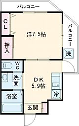 第3昭栄マンション 3階1DKの間取り