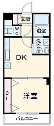 名古屋臨海高速あおなみ線 港北駅 徒歩2分の賃貸マンション 2階1DKの間取り