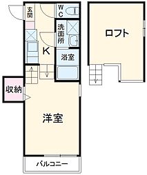 名古屋市営東山線 中村日赤駅 徒歩3分の賃貸アパート 2階1Kの間取り