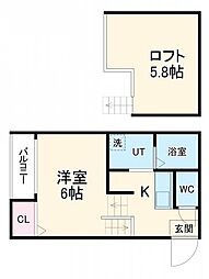 名鉄瀬戸線 尼ケ坂駅 徒歩4分の賃貸アパート 1階1Kの間取り