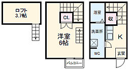 名古屋市営名城線 黒川駅 徒歩7分の賃貸アパート 1階1Kの間取り