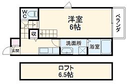Ｖｉｌｌｅｔｔａ辻町 2階1SKの間取り