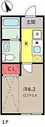 コンポジット相原 1階1Kの間取り