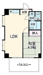 日宝コートヒルズ洋光台 3階1LDKの間取り