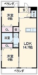 あまね 3階2LDKの間取り