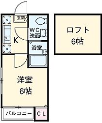 タウンコート高畑 1階1SKの間取り