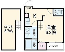 クオーレ名古屋 1Kの間取図画像