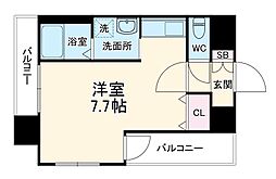 名古屋市営東山線 名古屋駅 徒歩7分の賃貸マンション 2階ワンルームの間取り