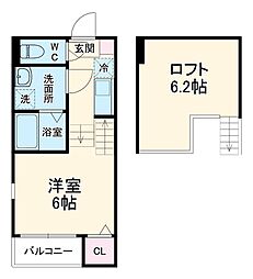 名古屋市営東山線 中村日赤駅 徒歩10分の賃貸アパート 2階1Kの間取り
