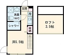 東京メトロ千代田線 北綾瀬駅 徒歩10分の賃貸アパート 1階ワンルームの間取り