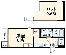 ハーモニーテラス石田町 1階1Kの間取り