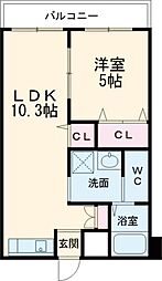 エミ・コーポラス 1階1LDKの間取り