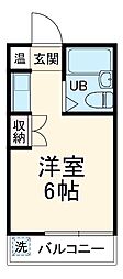 ハートイン洲山町 4階ワンルームの間取り