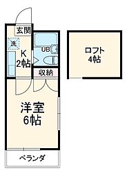 ヨーロピアン255洋光台 2階1Kの間取り