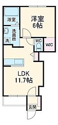 JR東北本線 栗橋駅 徒歩11分の賃貸アパート 1階1LDKの間取り