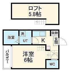 名鉄名古屋本線 呼続駅 徒歩5分の賃貸アパート 1階1Kの間取り