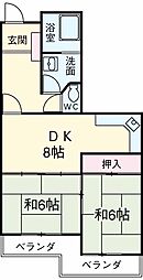 田村マンションB棟 2DKの間取図画像
