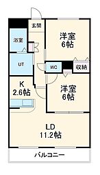 JR武豊線 東浦駅 徒歩12分の賃貸マンション 3階2LDKの間取り