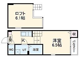 名鉄名古屋本線 堀田駅 徒歩10分の賃貸アパート 1階1Kの間取り