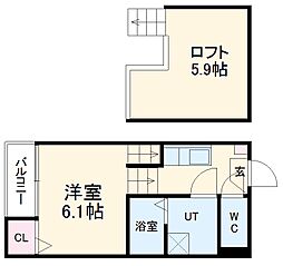 アーバンコート堀田 1階1Kの間取り