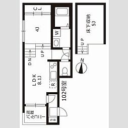 名古屋市営桜通線 瑞穂運動場西駅 徒歩6分の賃貸アパート 1階1LDKの間取り