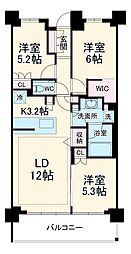 JR京浜東北・根岸線 北浦和駅 徒歩6分の賃貸マンション 6階3LDKの間取り