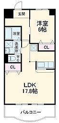 第2桔梗ビル 2階1LDKの間取り