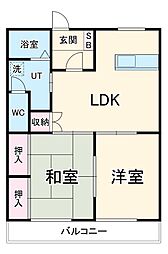 エーデルワイスII 2階3DKの間取り