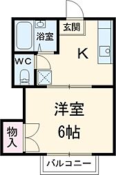 名古屋市営名城線 平安通駅 徒歩4分の賃貸アパート 2階1Kの間取り