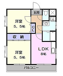 名鉄瀬戸線 森下駅 徒歩7分の賃貸マンション 4階2LDKの間取り
