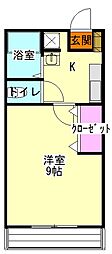 アルザスコスモス 1階1Kの間取り